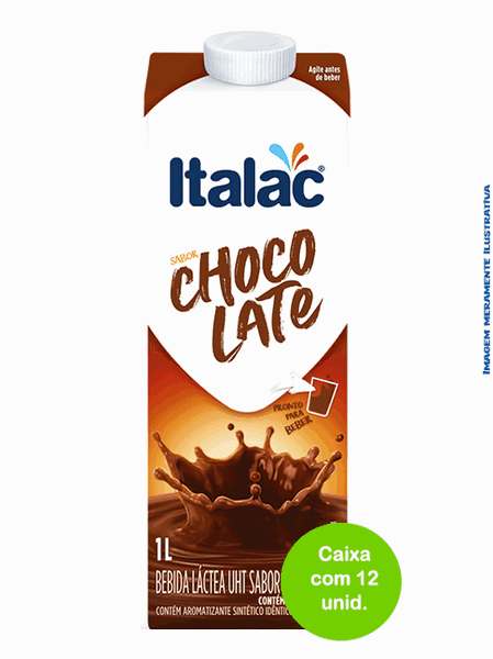 Achocolatado Italac 1 Litro - Caixa com 12 Unidades