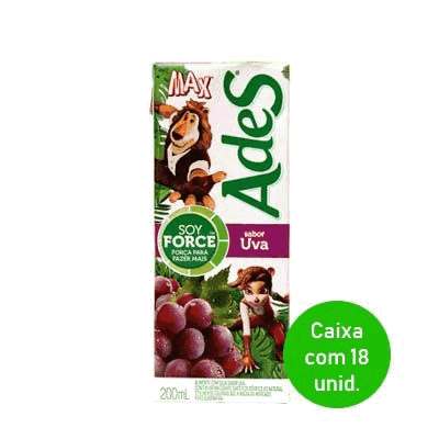 Ades Bebida de Soja e Uva 200ml - Caixa com 18 Unidades