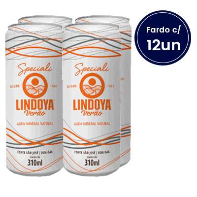 Agua Mineral Com Gás Lindoya Lata 310ml Fardo c/ 12un