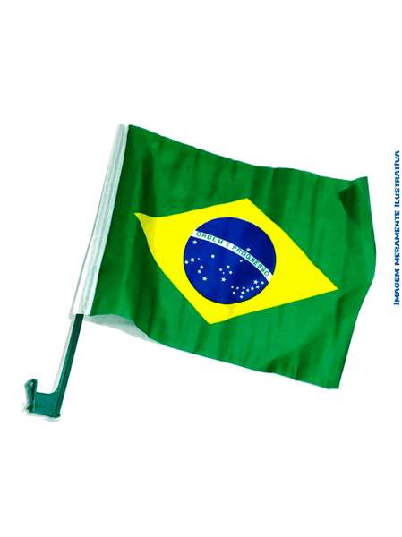 Bandeira do Brasil 30x40 com haste para carro - pct com 12unid