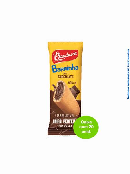 Barrinha Maxi Chocolate Bauducco 25g - Caixa com 20 unidades