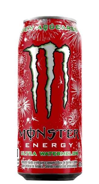 Bebida Energética Ultra Watermelon Monster Lata 473ml Fardo com 6 un.