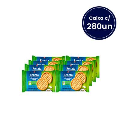 Biscoito Amanteigado Coco Renata Sache 8,8g - Caixa com 280