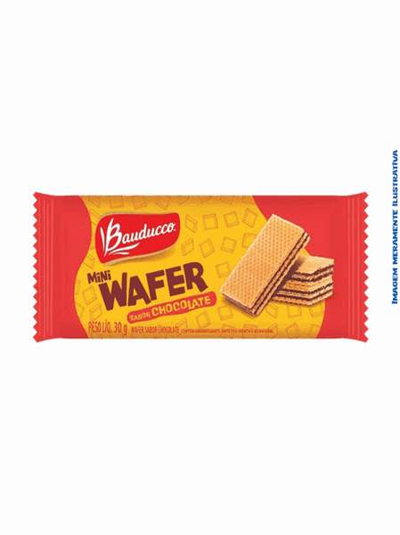 Biscoito Mini Wafer Chocolate Bauducco 30g - Caixa com 96 unidades