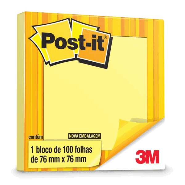 Bloco Auto Adesivo Amarelo Post-It 76mmx76mm - Pct. com 100