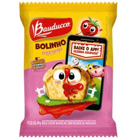 Bolinho Baunilha com Morango Bauducco 40g Display com 14 un.