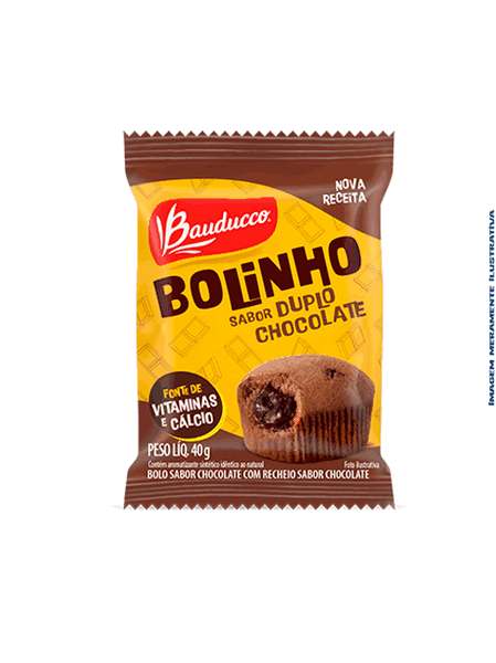 Bolinho Duplo Choco c/ rech. choco Bauducco 40g Display c/14 un.