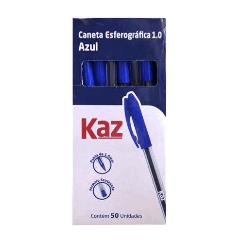 Caneta Esferográfica Azul Kaz - Caixa com 50 Unidades