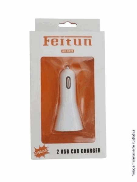 Carregador Veicular 2 USB Feitun