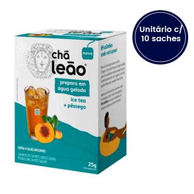 Chá Ice Tea Pêssego de Preparo Gelado Leão com 10 sachês