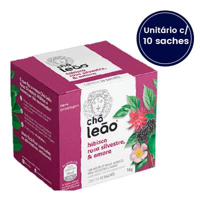 Chá Rosas Silvestres, Hibisco e Amora Leão com 10 Saches