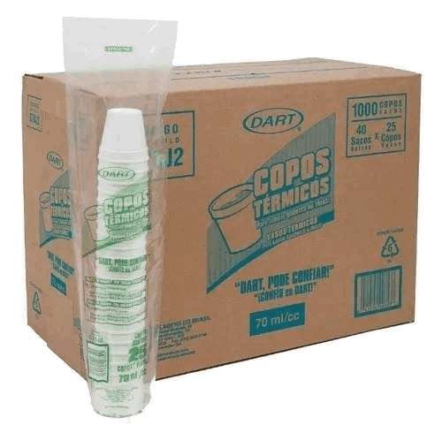 Copo Térmico Isopor 70ml Dart - Caixa com 1000 Unidades