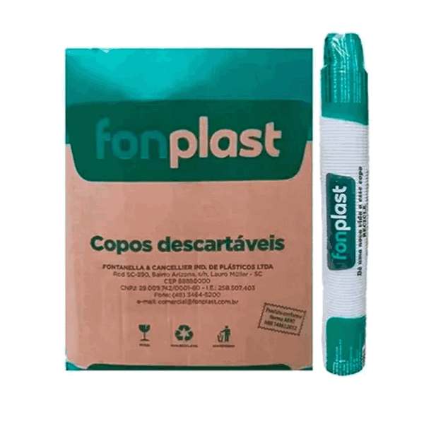 Copos Fonplast 180ml Branco - Caixa com 2500 unidades