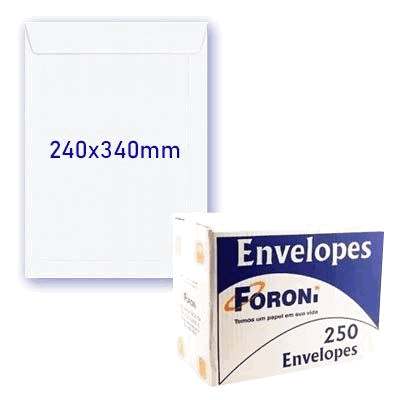 Envelope Saco Branco Foroni 240x340 - Caixa com 250 unidades