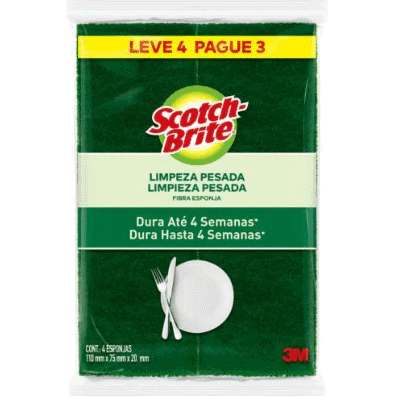 Esponja Lava-Louça Scotch Brite - Pacote com 4 Unidades