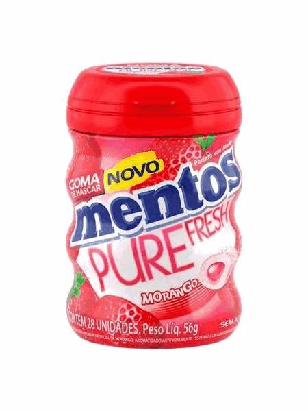 Garrafa Mentos Pure Fruit Morango Display 6x56g