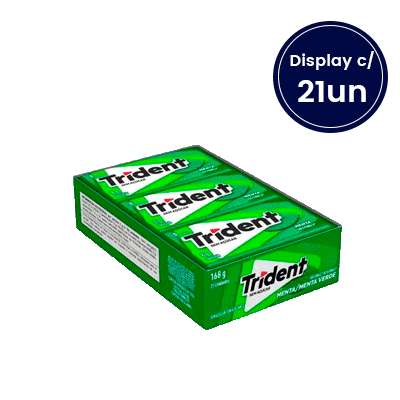 Goma de Mascar Sabor Menta Trident 8g Display com 21 unidades