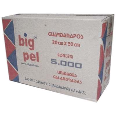 Guardanapo Simples Big Pel 20x20cm - Caixa com 50 pct x 100 unid