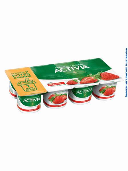 Iogurte Polpa Morango Activia Danone - Cartela 800g