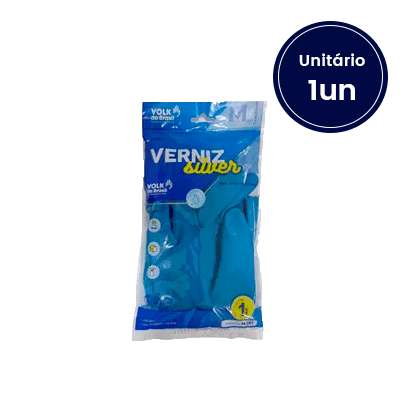 Luva Latex Verniz Volk Azul com Forro - Par - Tam. M