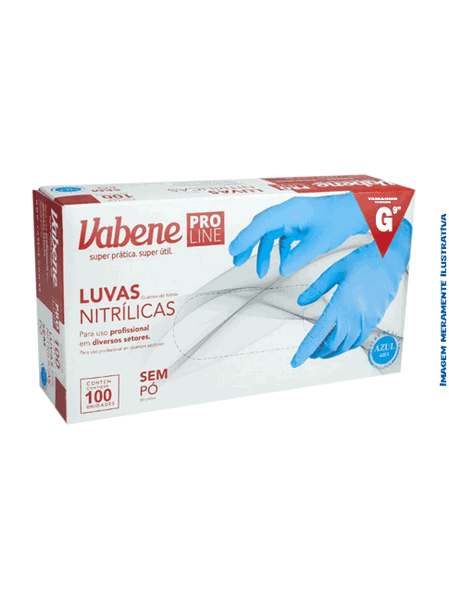 Luva Nitrílica Azul Tam. G Vabene Caixa c/100 un.