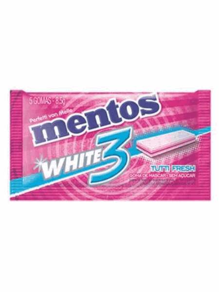 Mentos Goma de Mascar Tutti Fresh White 3 Camadas 15x8,5g