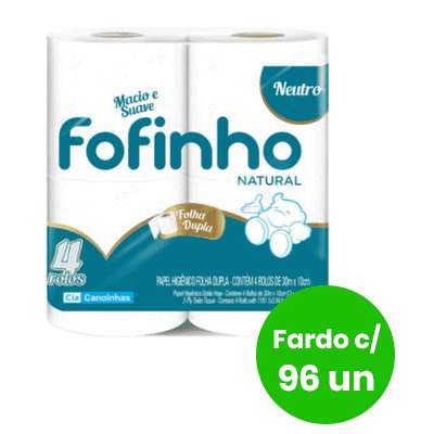 Papel Higiênico Fofinho Folha Dupla Natural 30MTS 96 ROLOS