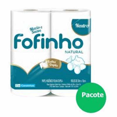 Papel Higiênico Fofinho Folha Dupla Natural 30MTS PCT 12UN