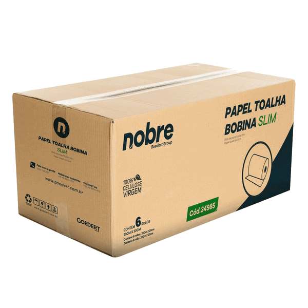 Papel Toalha Bobina Slim Nobre 6 rolos 200m x 20cm