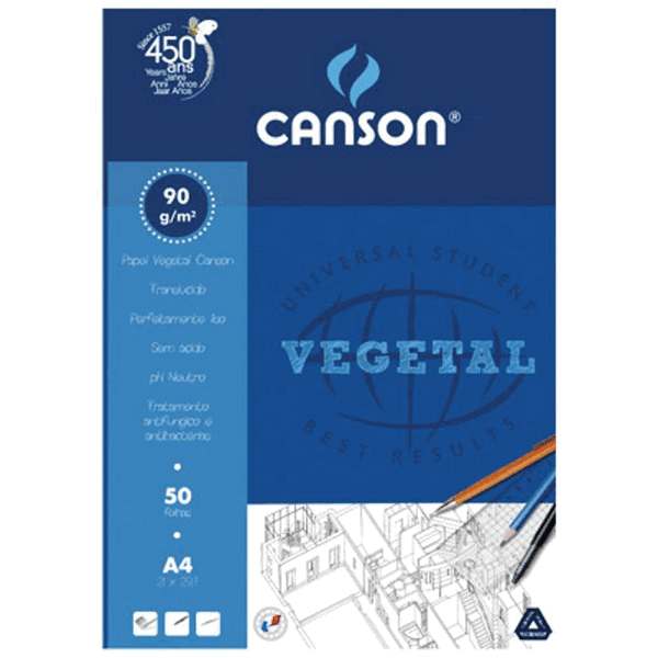 Papel Vegetal A4 Canson - Pacote com 50 Folhas