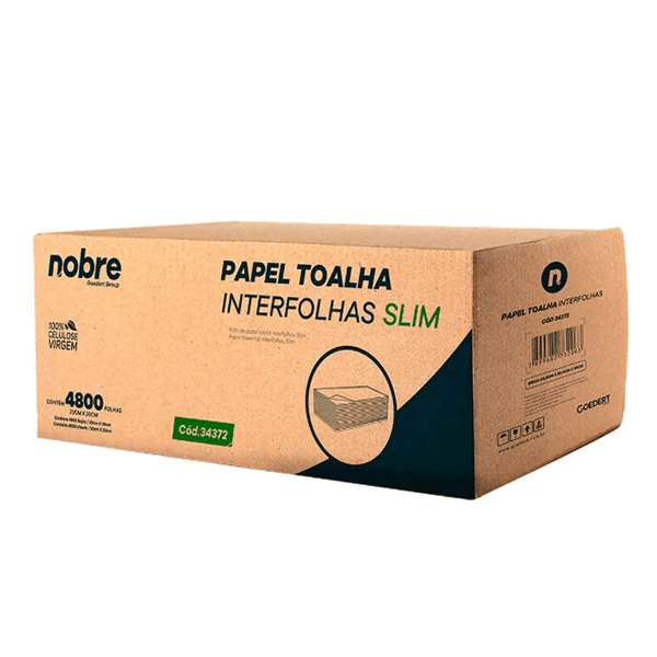 Papel toalha interfolha com 4800 folhas 20x20cm 2D slim - nobre