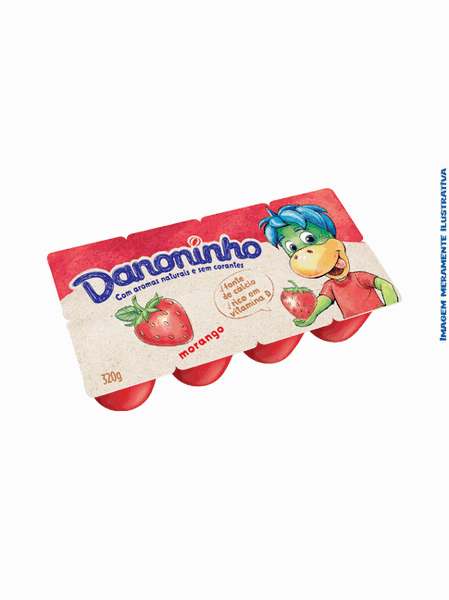 Petit Suisse Morango Danoninho c/ 8 un - Cartela com 320g