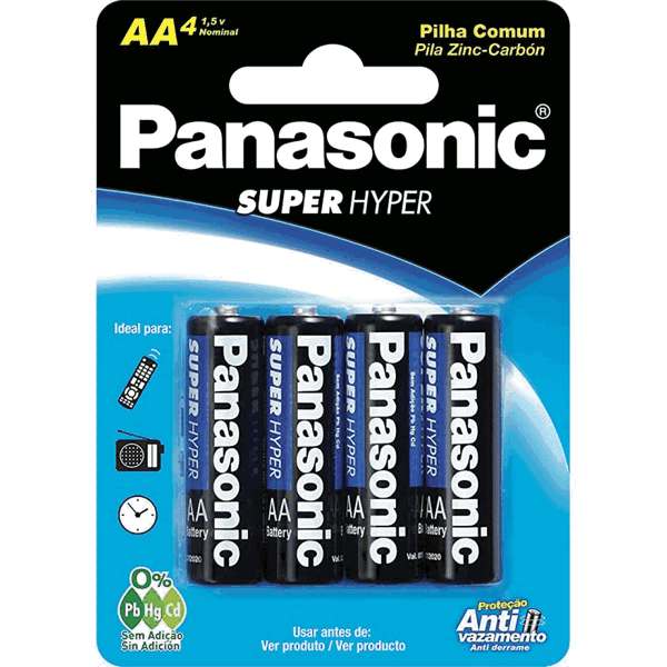 Pilha Comum AA Panasonic Pacote com 4 unidades