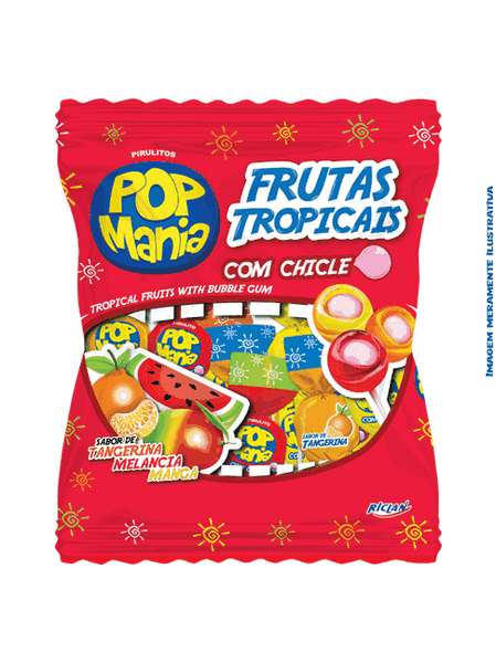 Pirulito Frutas Tropicais Pop Mania - Pacote com 600g