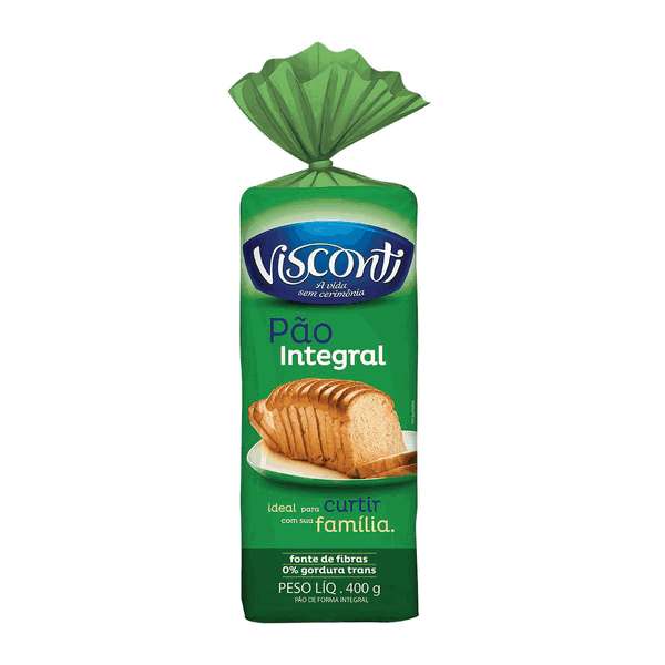 Pão de Forma Visconti Integral - Pacote com 400g