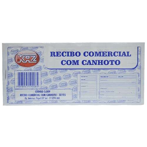 Recibo Comercial Kaz - Talão com 50 folhas