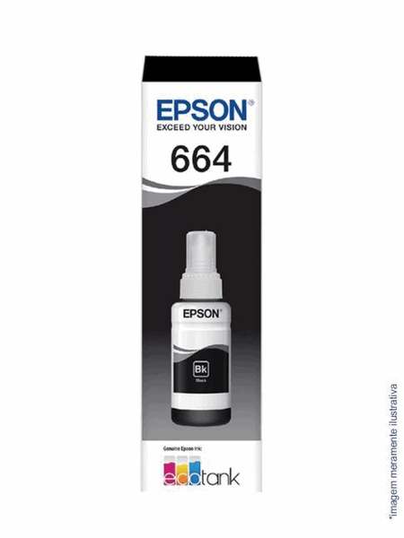 Refil Tinta Compatível Epson T664 Preto - 70ml