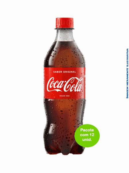 Refrigerante de Cola Coca-Cola 600ml - Pacote com 12 Unidades