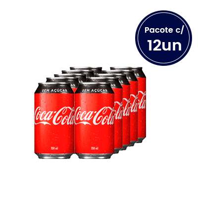 Refrigerante de Cola Coca-Cola Zero Lata 350ml - Pacote com 12