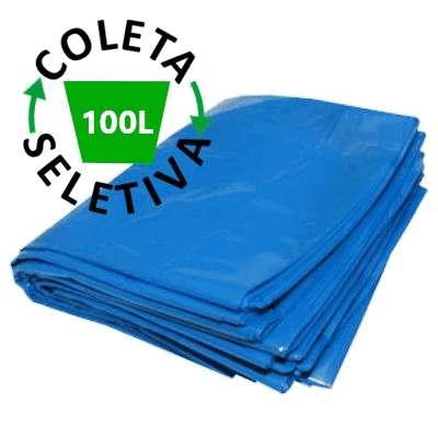 Saco para Lixo 100 Litros BL - Coleta Seletiva Azul - 100 uni.