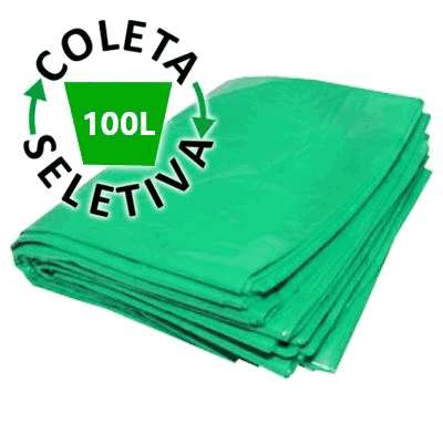 Saco para Lixo 100 Litros BL - Coleta Seletiva Verde - 100 uni.