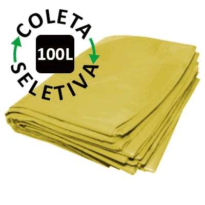 Saco para Lixo 100 Litros - Coleta Seletiva Amarelo - 100 uni.