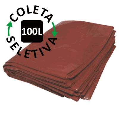 Saco para Lixo 100 Litros - Coleta Seletiva Marrom - 100 uni.