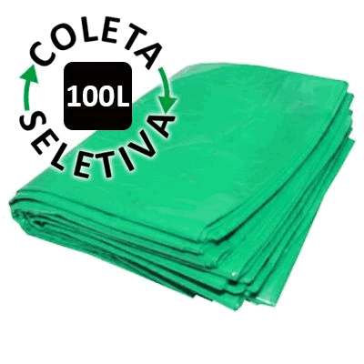 Saco para Lixo 100 Litros - Coleta Seletiva Verde - 100 uni.