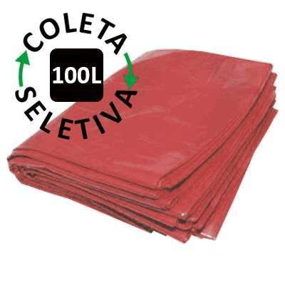 Saco para Lixo 100 Litros - Coleta Seletiva Vermelho - 100 uni.