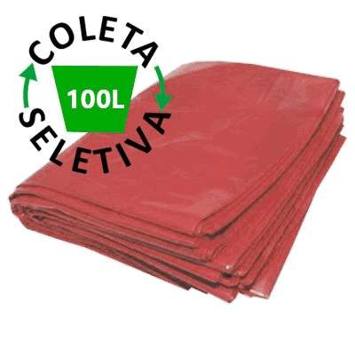 Saco para Lixo 100L BL Coleta Seletiva Vermelho com 100 Unidades