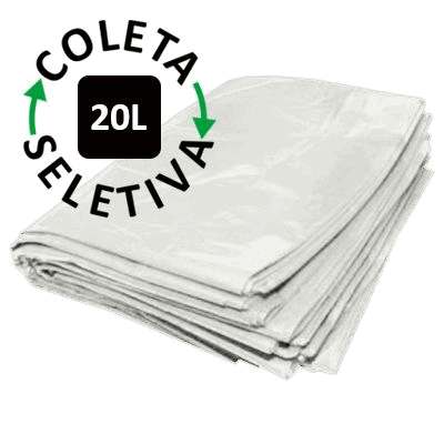 Saco para Lixo 20 Litros - Coleta Seletiva Branco - 100 unidades