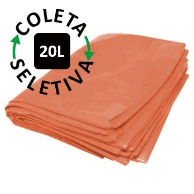 Saco para Lixo 20 Litros - Coleta Seletiva Laranja - 100 uni.