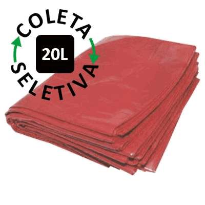 Saco para Lixo 20 Litros - Coleta Seletiva Vermelho - 100 uni.