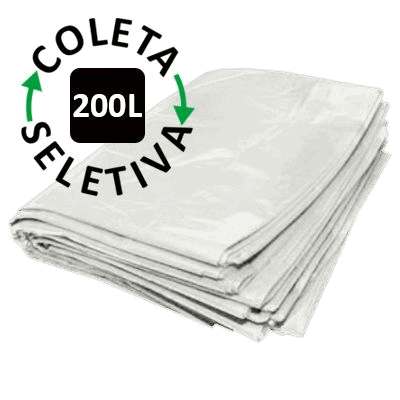 Saco para Lixo 200 Litros - Coleta Seletiva Branco - 100 uni.